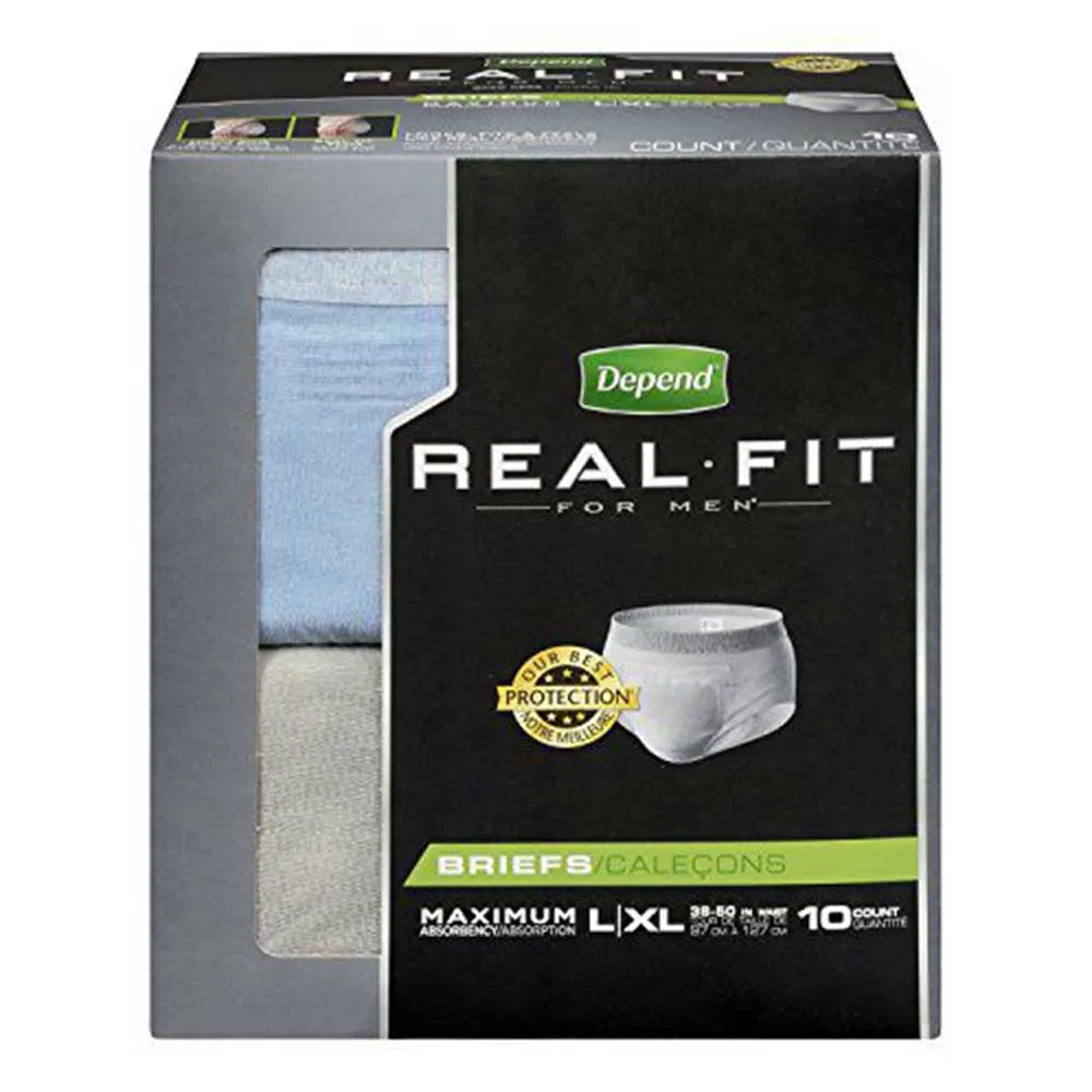 Kimberly Clark Depend 12779 Men's Real Fit Brief Large/XL, Weight Pack of 10