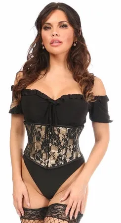 Lavish Mini Cincher Corset w/Black Lace Overlay - 6 Color Options