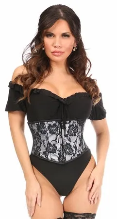 Lavish Mini Cincher Corset w/Black Lace Overlay - 6 Color Options