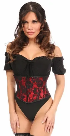 Lavish Mini Cincher Corset w/Black Lace Overlay - 6 Color Options