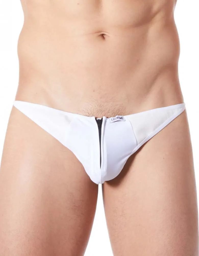 Lookme Cube Zipper Mesh Thong Underwear White 813-57 Size S