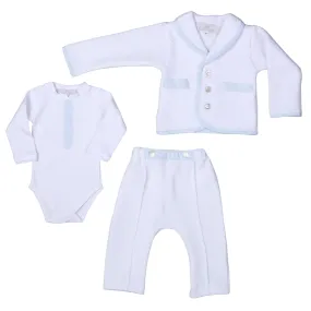 LUCAS | Boys White & Blue Cotton Gingham Pants Suit (3)