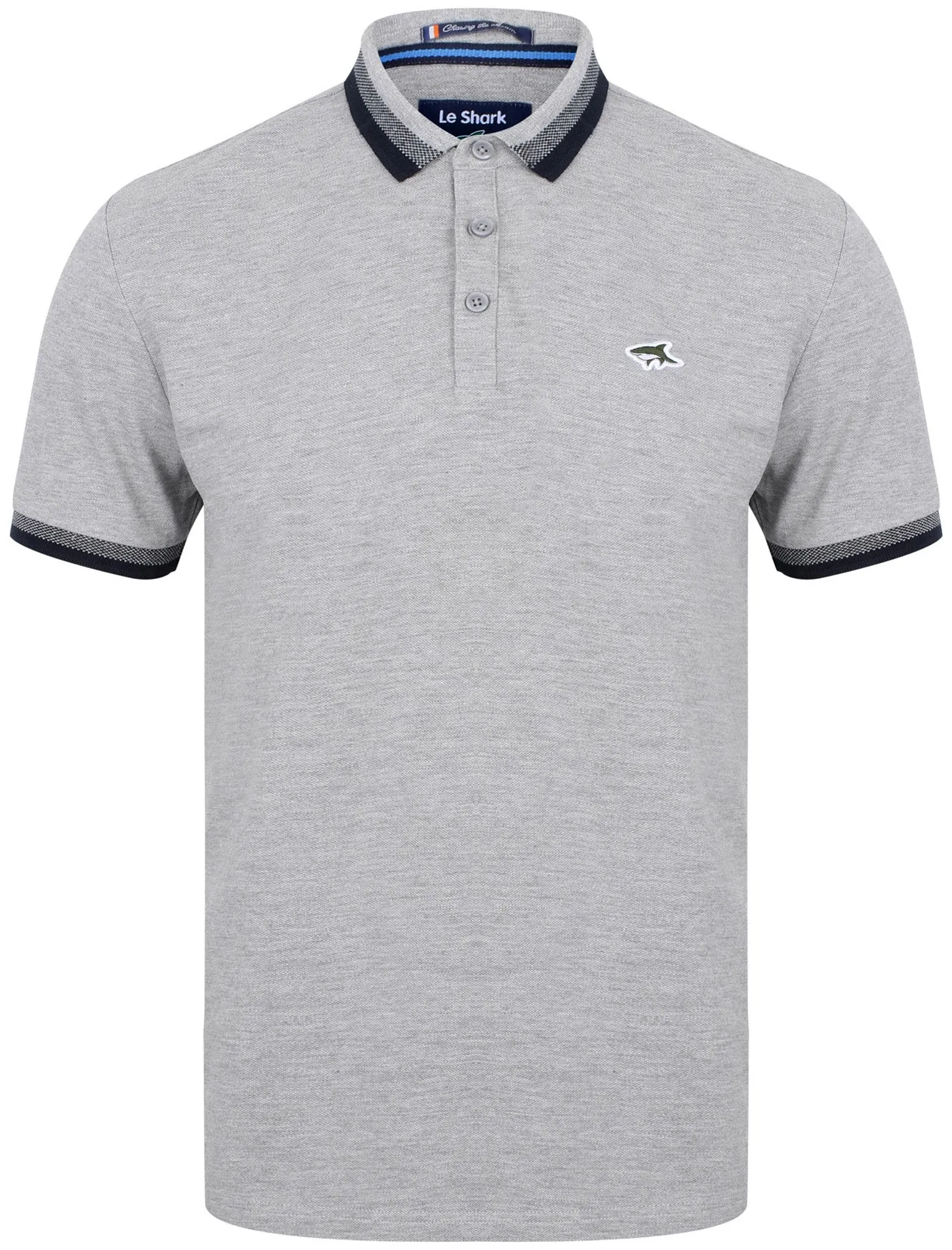 Lyndhurst Cotton Marl Pique Polo Shirt In Light Grey Marl - Le Shark