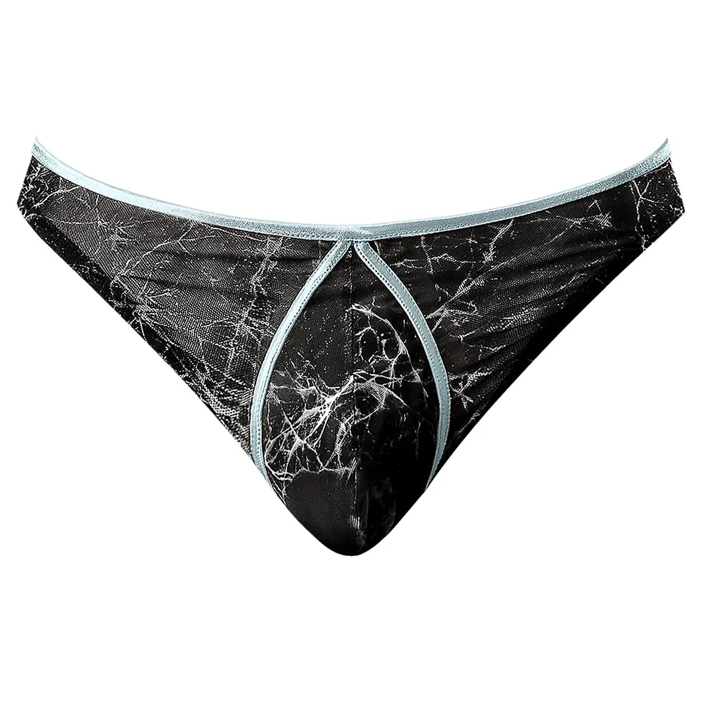 Male Power Marble Mesh Mini Thong Black L/XL