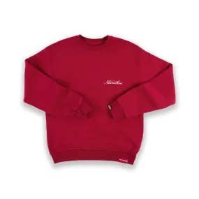 Marathon 3D Embroidered Stacked Script Crewneck - Crimson/White