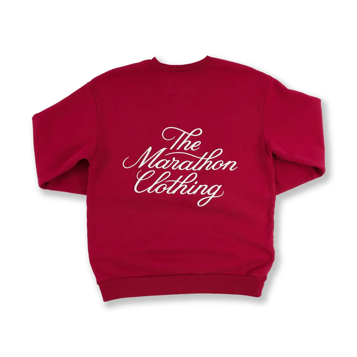 Marathon 3D Embroidered Stacked Script Crewneck - Crimson/White