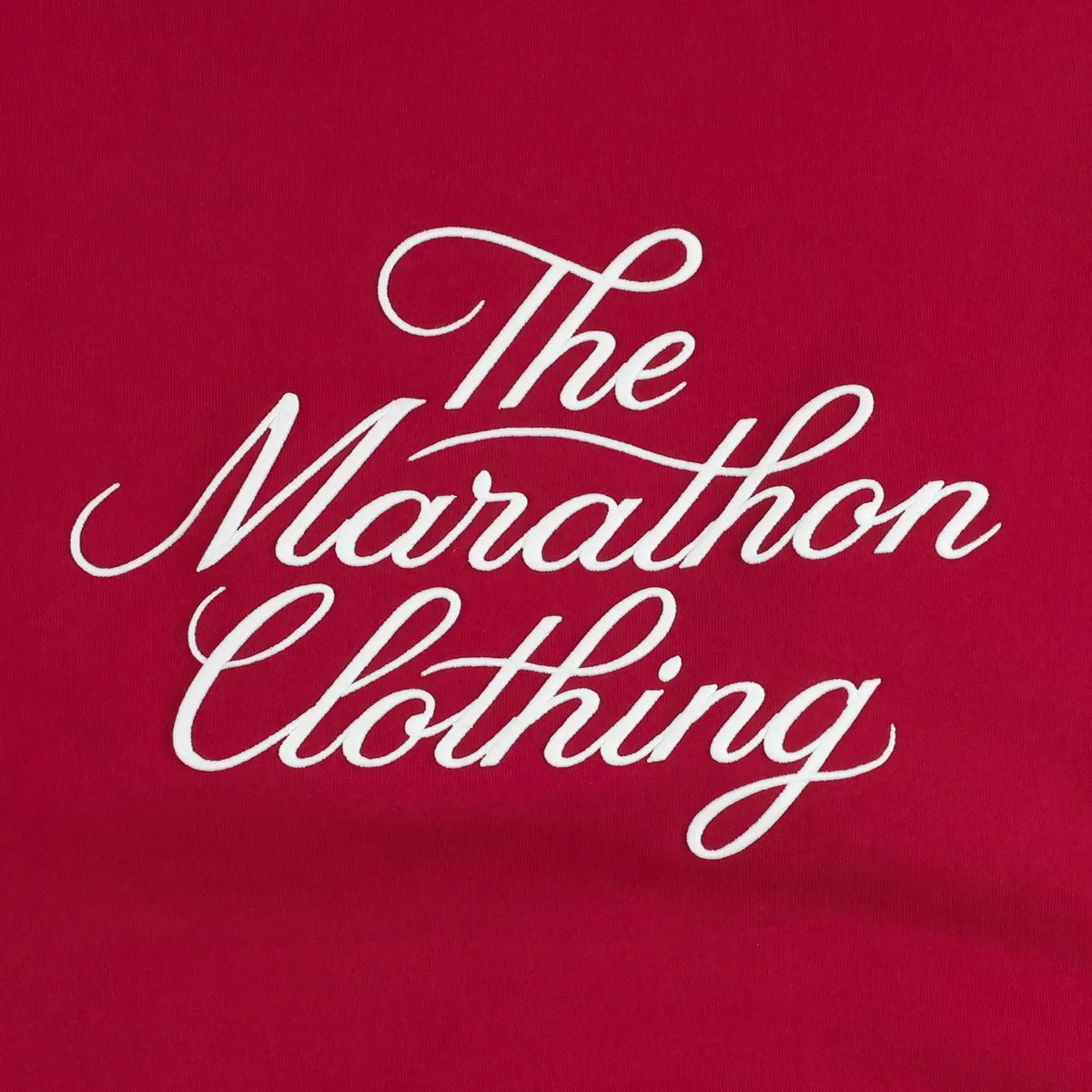 Marathon 3D Embroidered Stacked Script Crewneck - Crimson/White