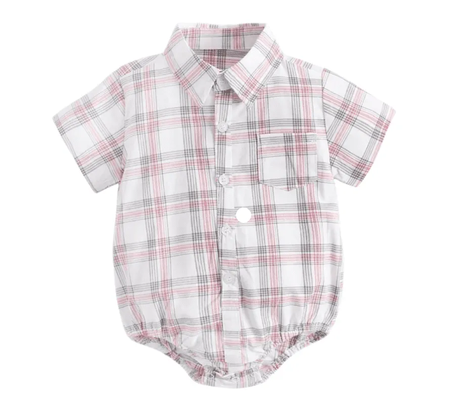 Marcus - Baby Boys Cotton Fine Checks Shirt Romper