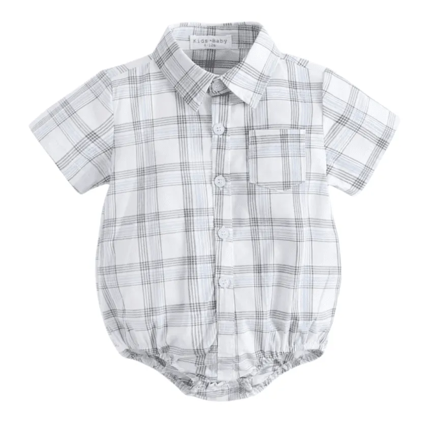 Marcus - Baby Boys Cotton Fine Checks Shirt Romper