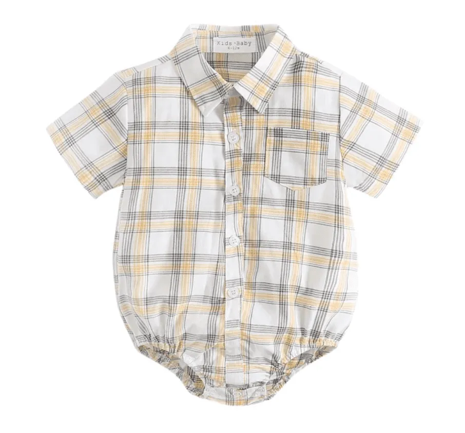 Marcus - Baby Boys Cotton Fine Checks Shirt Romper