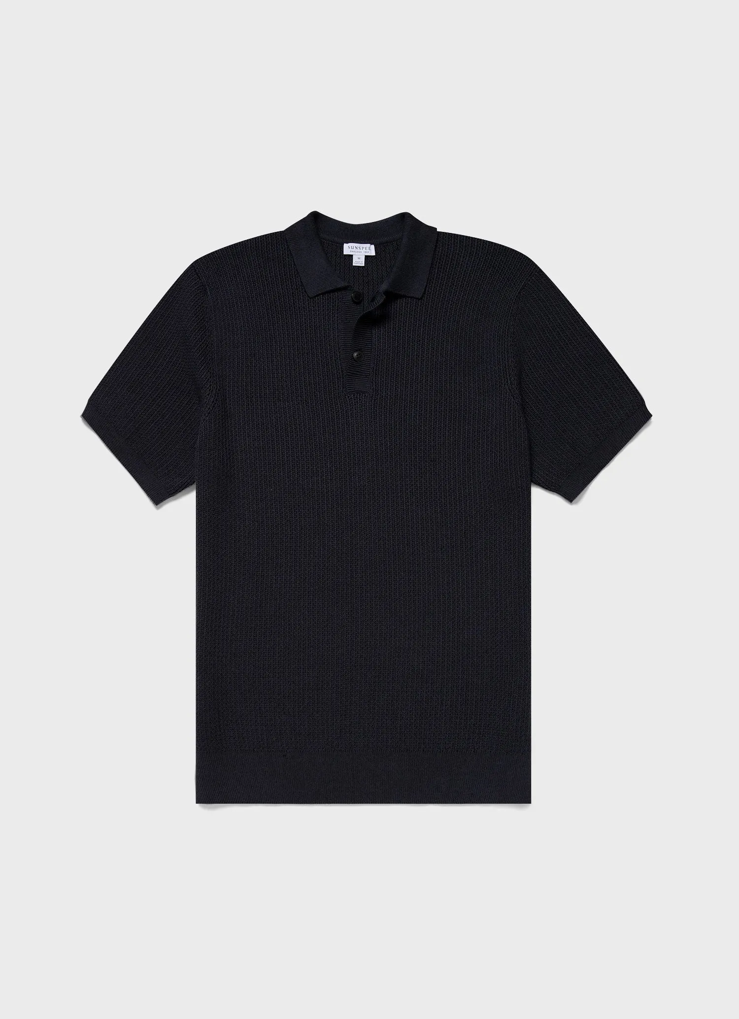 Men's Textured Knit Polo Shirt in Navy