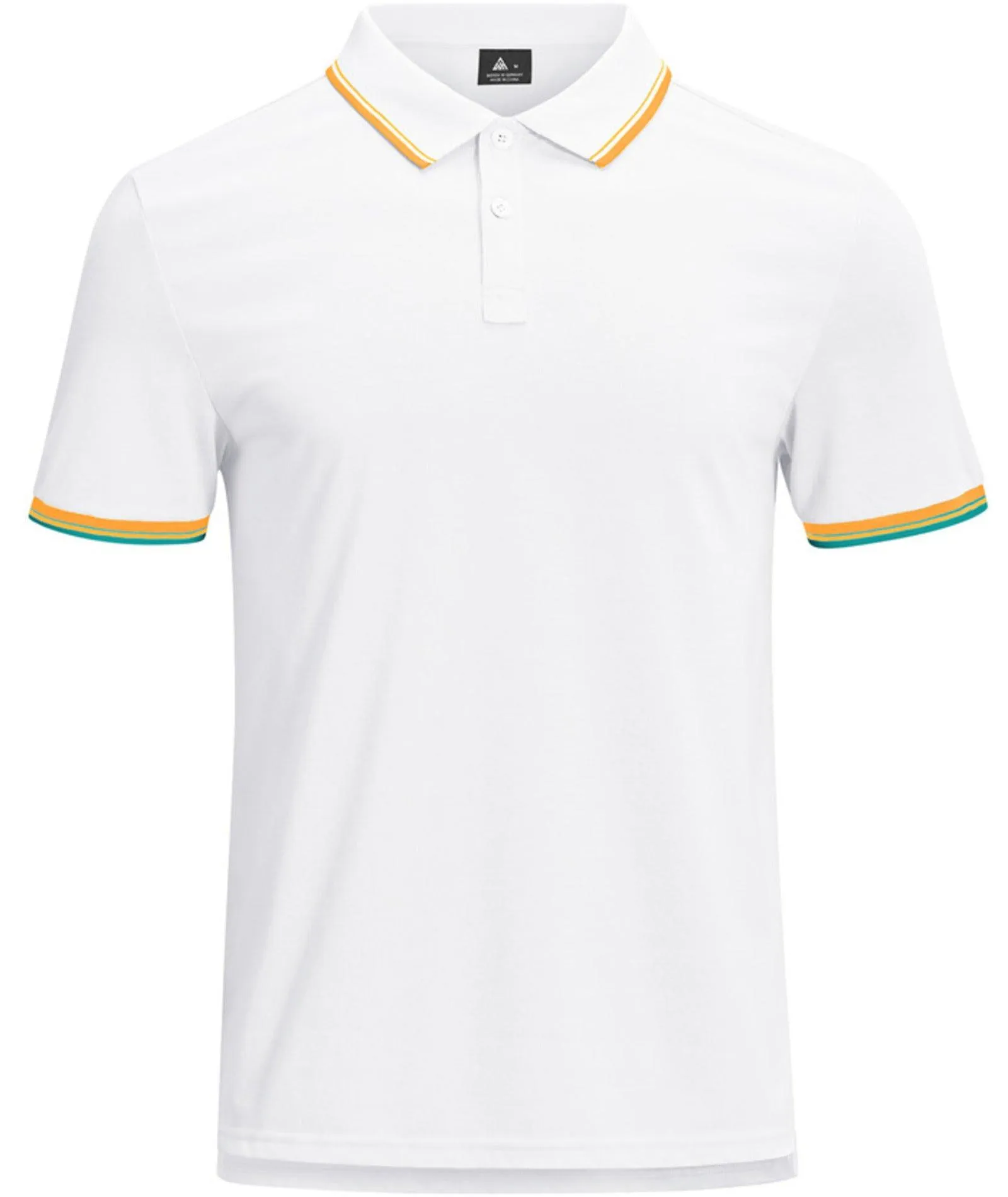 Men's White Button Up Sports Polo Shirt-ZPK008040