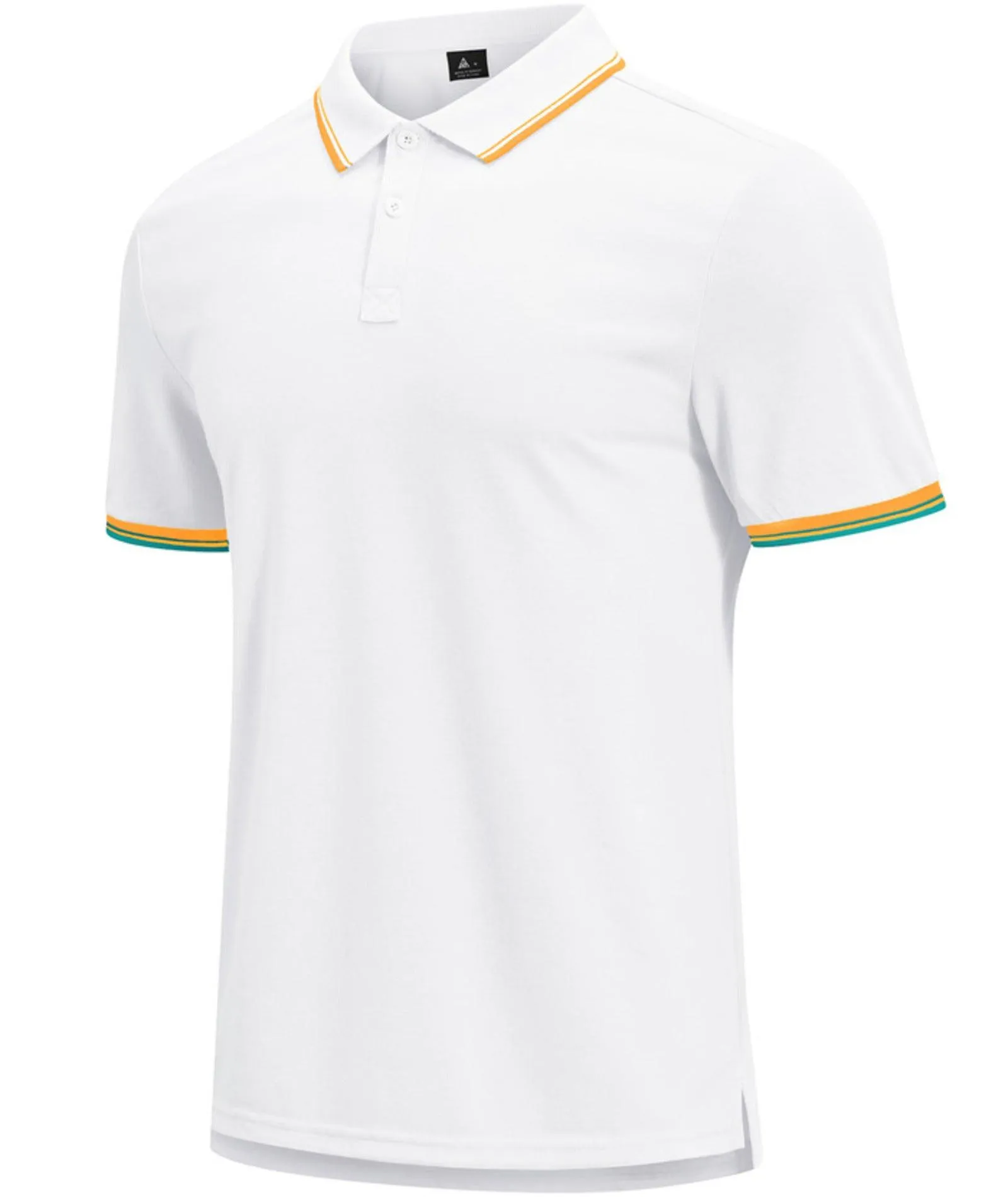 Men's White Button Up Sports Polo Shirt-ZPK008040