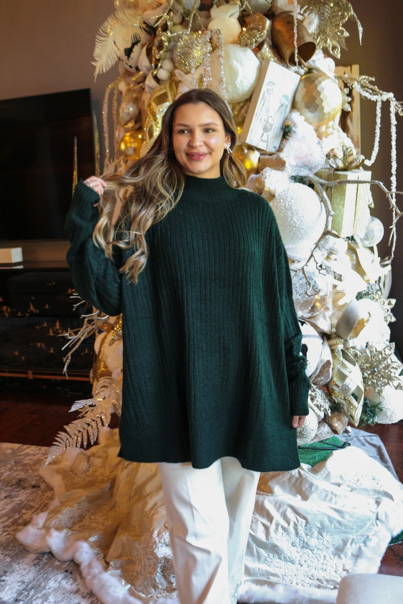 Milo Ribbed Green Onesize Sweater