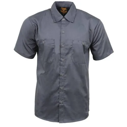 Milwaukee Leather MDM11668 Men's Grey Button Up Heavy Duty Work Shirt