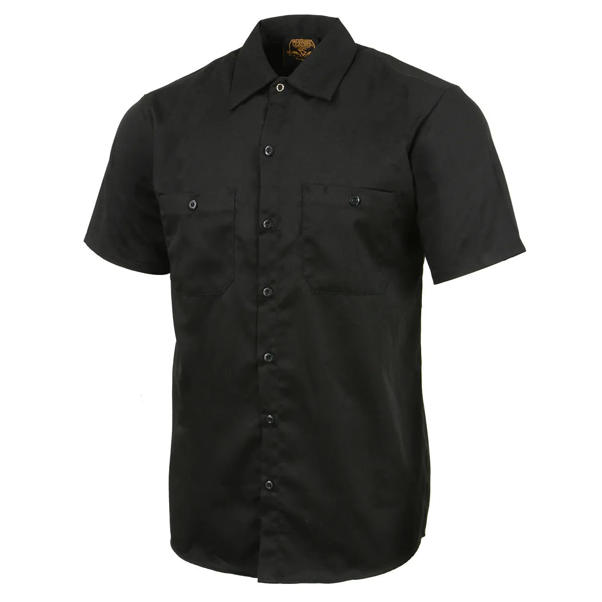 Milwaukee Leather MDM11669 Black Button Up Heavy-Duty Work Shirt for Men's, Classic Mechanic Work Shirt w/ Pockets