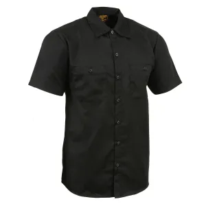 Milwaukee Leather MDM11669 Black Button Up Heavy-Duty Work Shirt for Men's, Classic Mechanic Work Shirt w/ Pockets