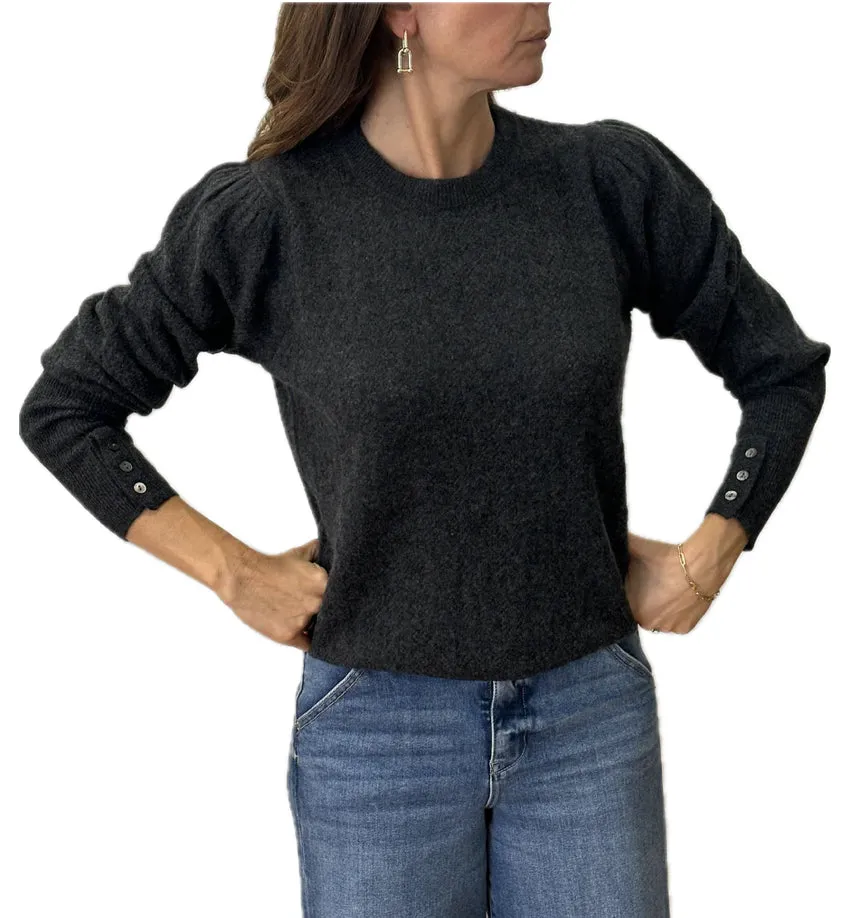 Minnie Rose Blousant Sleeve Sweater Charcoal