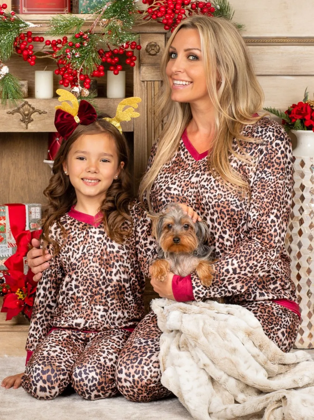 Mommy and Me Crimson Leopard Lounge Set