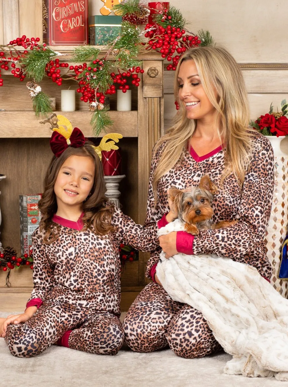 Mommy and Me Crimson Leopard Lounge Set