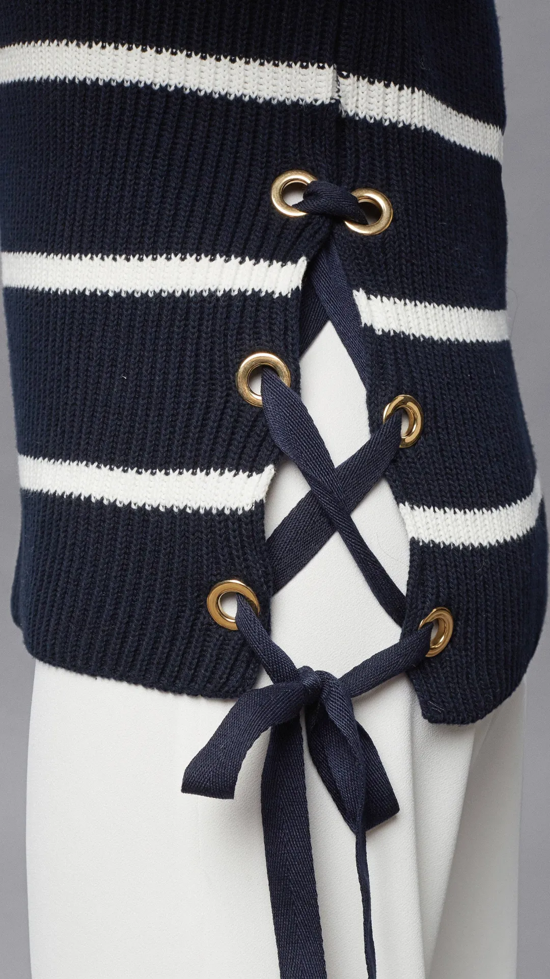 Monaco Sweater - Midnight Blue & White