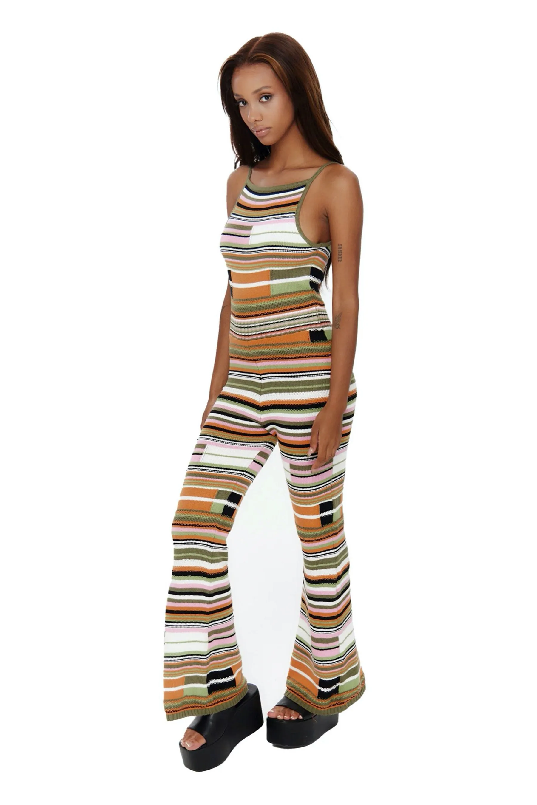 Multi Stripe Knitted Tank Jumpsuit