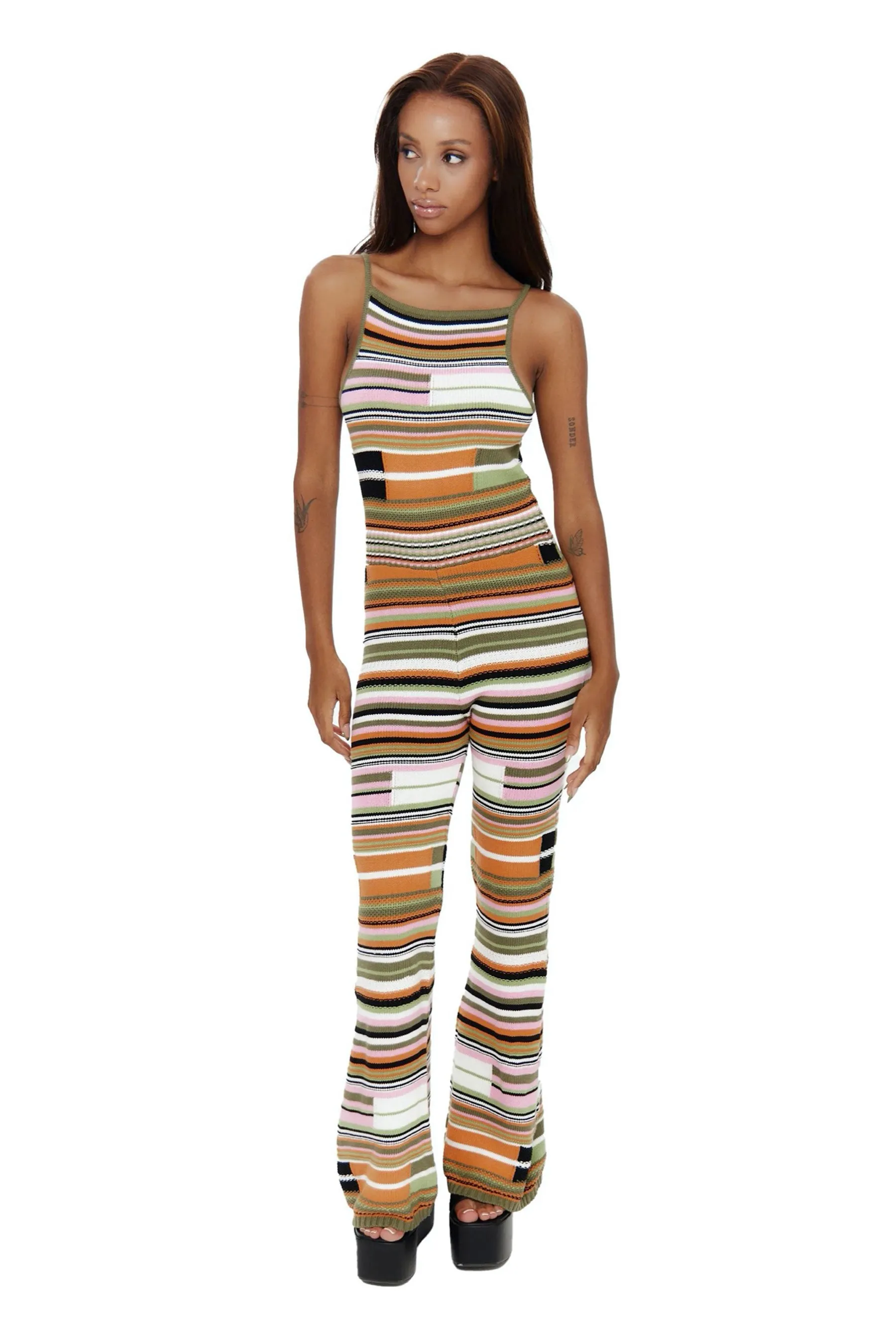 Multi Stripe Knitted Tank Jumpsuit