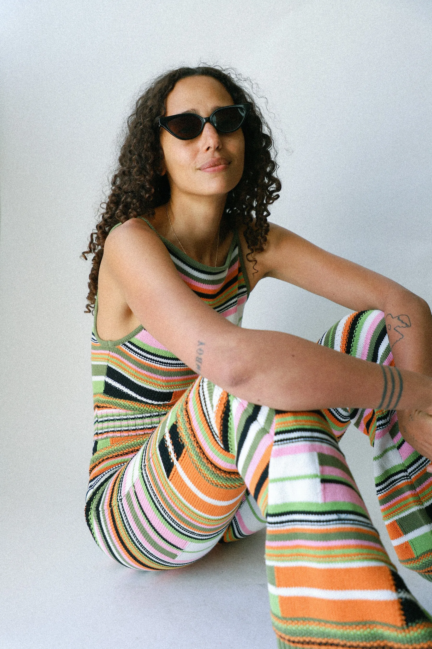 Multi Stripe Knitted Tank Jumpsuit