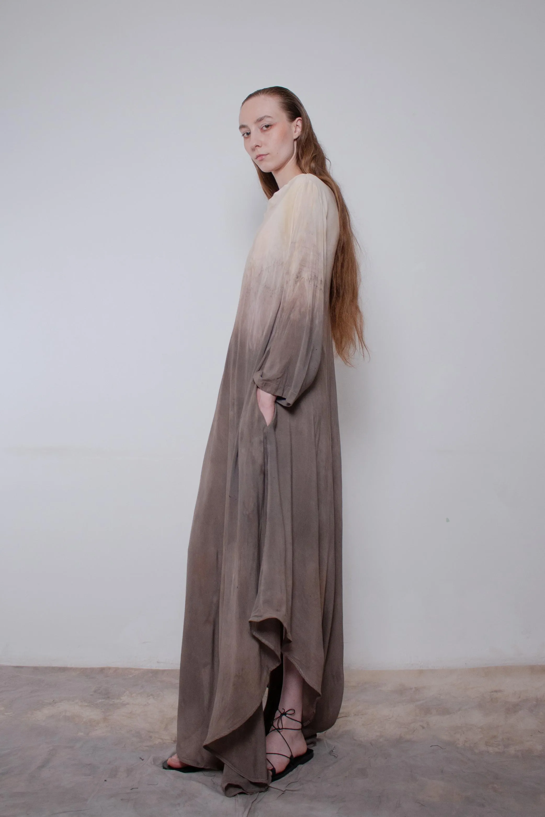 Naturally Dyed Dark Cotton Voile Dress