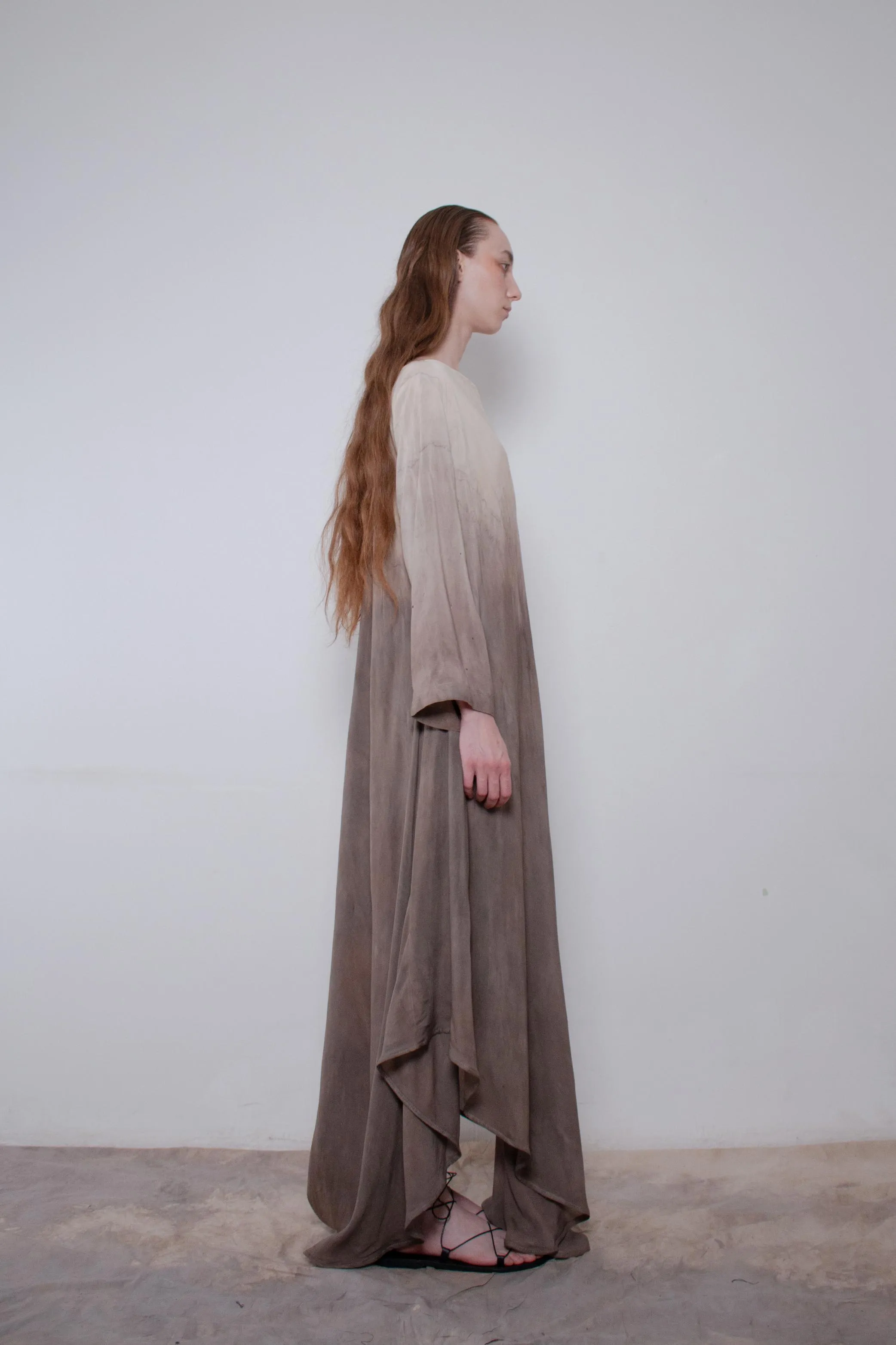 Naturally Dyed Dark Cotton Voile Dress