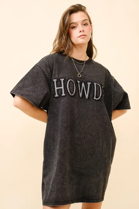 NEW!! Howdy T-Shirt Dress in Charcoal