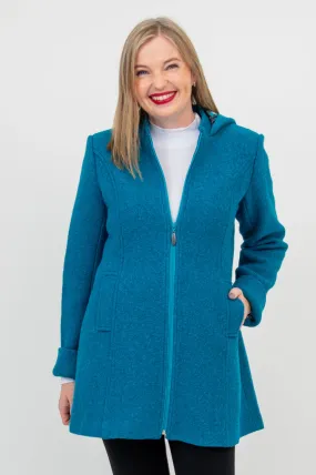 Pender Coat, Teal, Boiled Wool