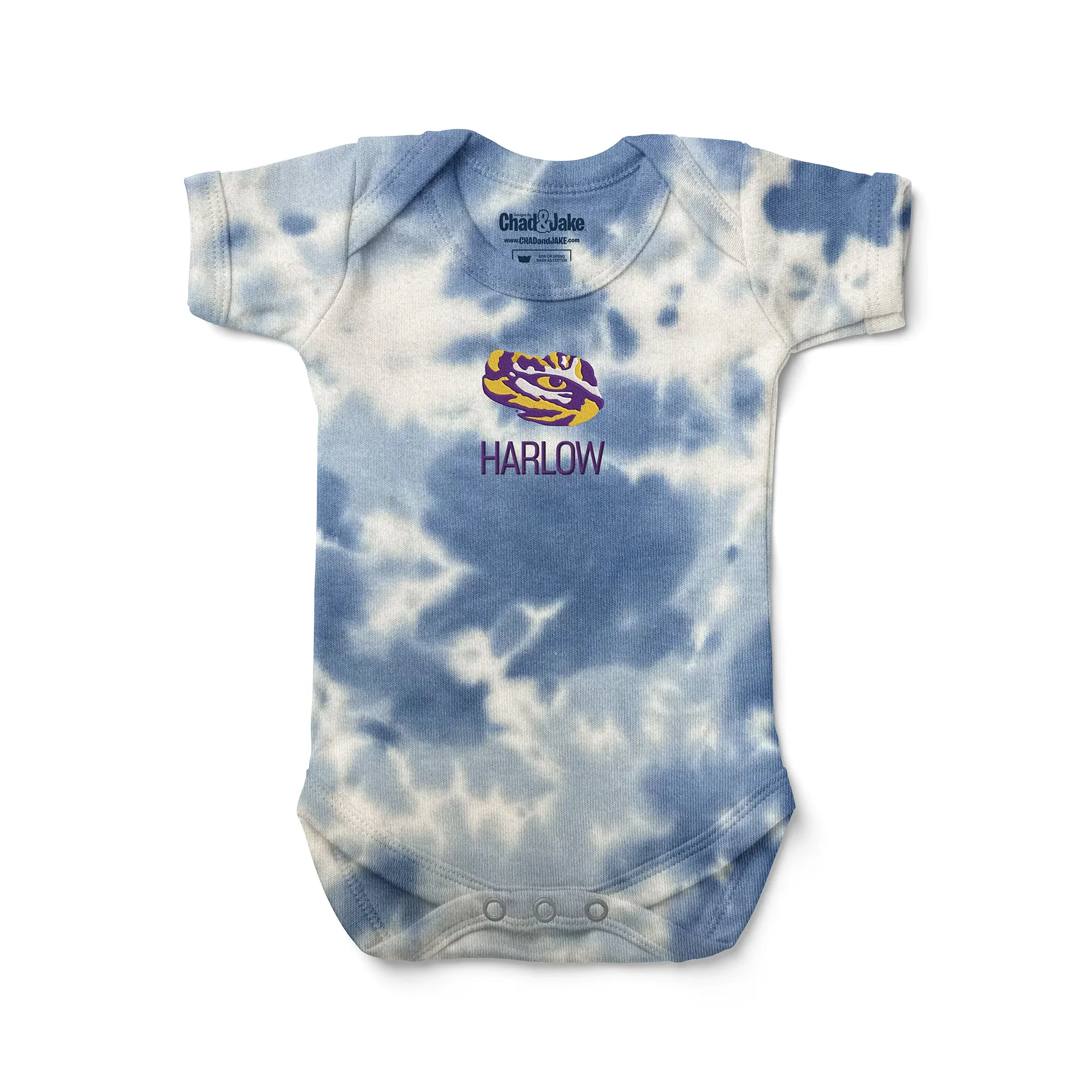 Personalized LSU Tigers Eye Tie Dye Bodysuit