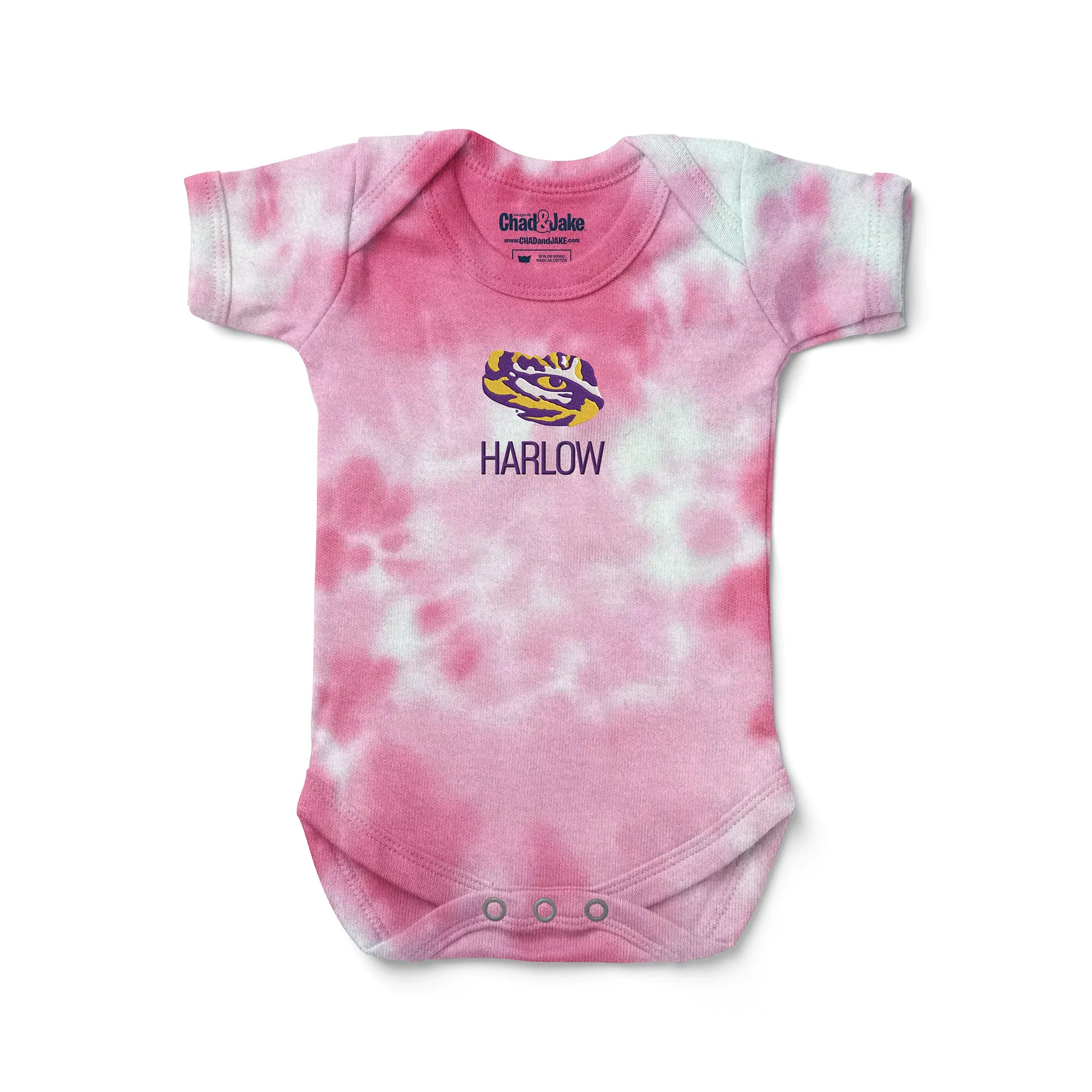 Personalized LSU Tigers Eye Tie Dye Bodysuit