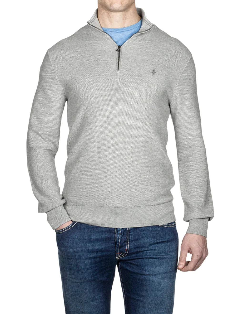 Pima Cotton Texture Half-Zip Andover Heather