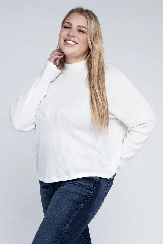 Plus Size Drop Shoulder Long Sleeve Top - online exclusive