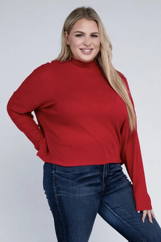 Plus Size Drop Shoulder Long Sleeve Top - online exclusive