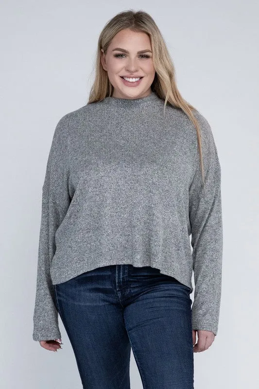 Plus Size Drop Shoulder Long Sleeve Top - online exclusive