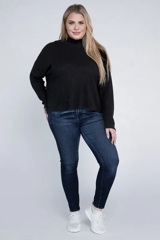 Plus Size Drop Shoulder Long Sleeve Top - online exclusive