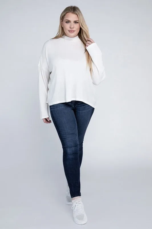 Plus Size Drop Shoulder Long Sleeve Top - online exclusive