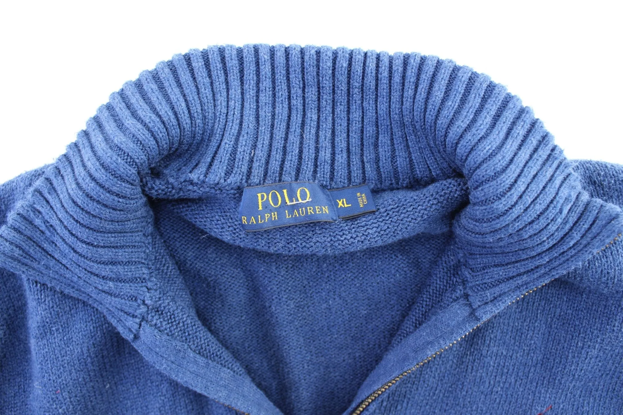 Polo by Ralph Lauren Embroidered Logo Blue Zip Up Sweater