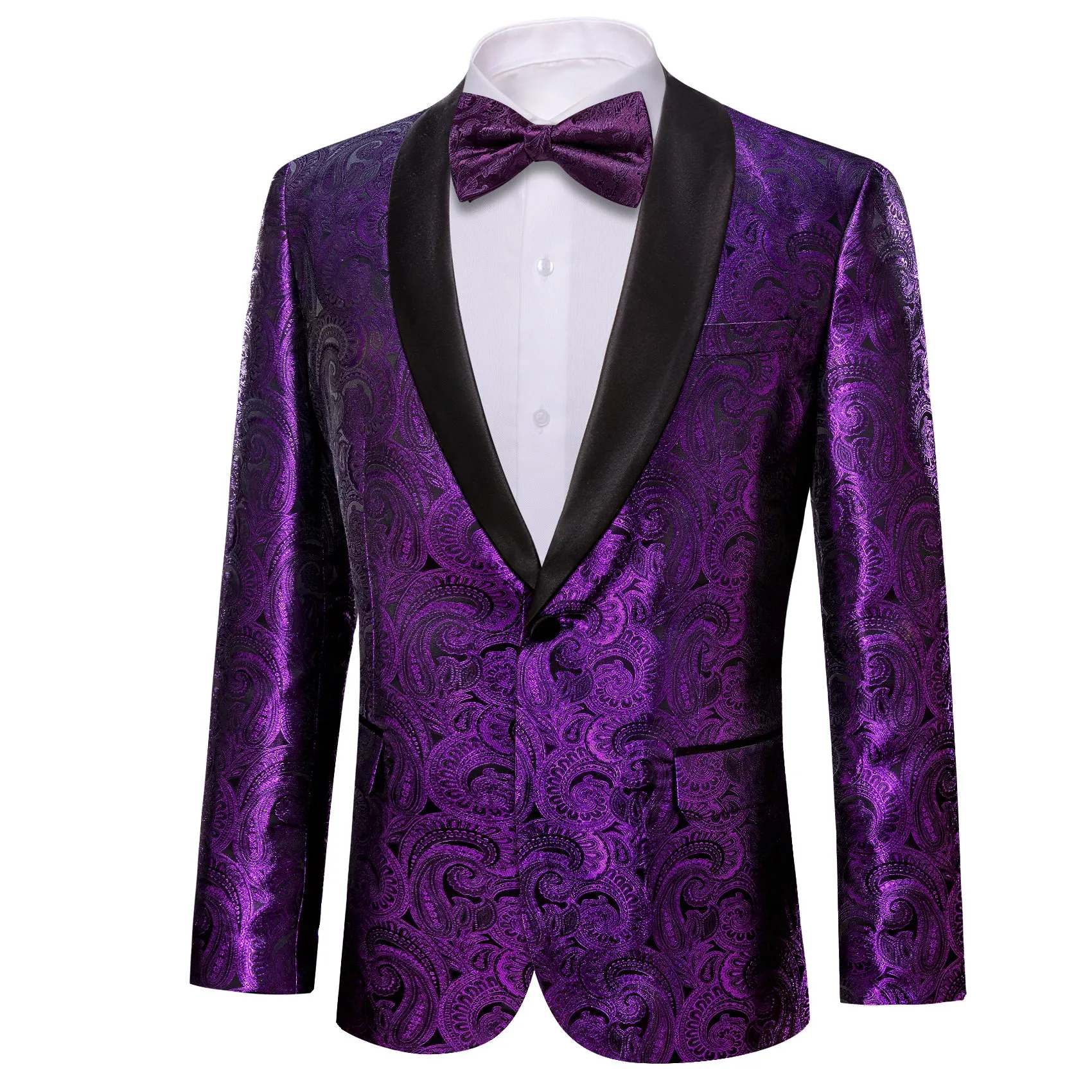 Purple Black Paisley Men's Suit