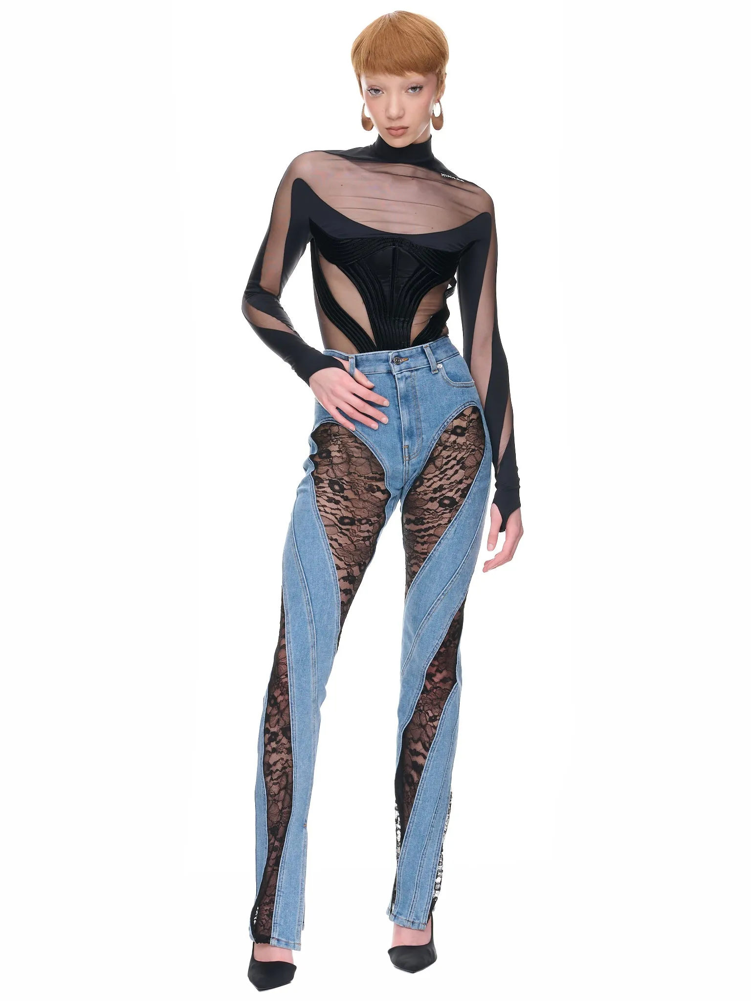 Quilted Illusion Bodysuit (1BO0194842-B1999-BLACK-BIMATER)