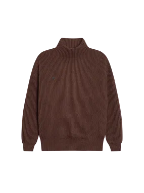 Recycled Cashmere Funnel-Neck Sweater—chestnut brown