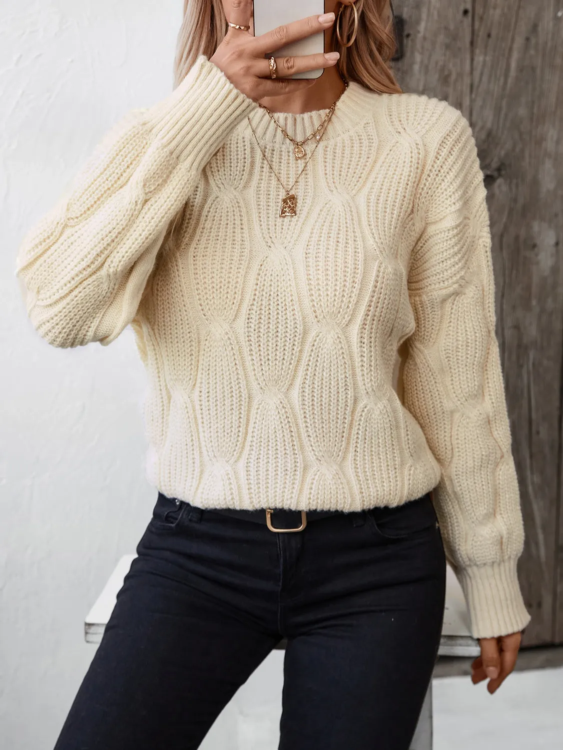 Round Neck Dropped Shoulder Sweater | Cozy Weather | Sweater Weather