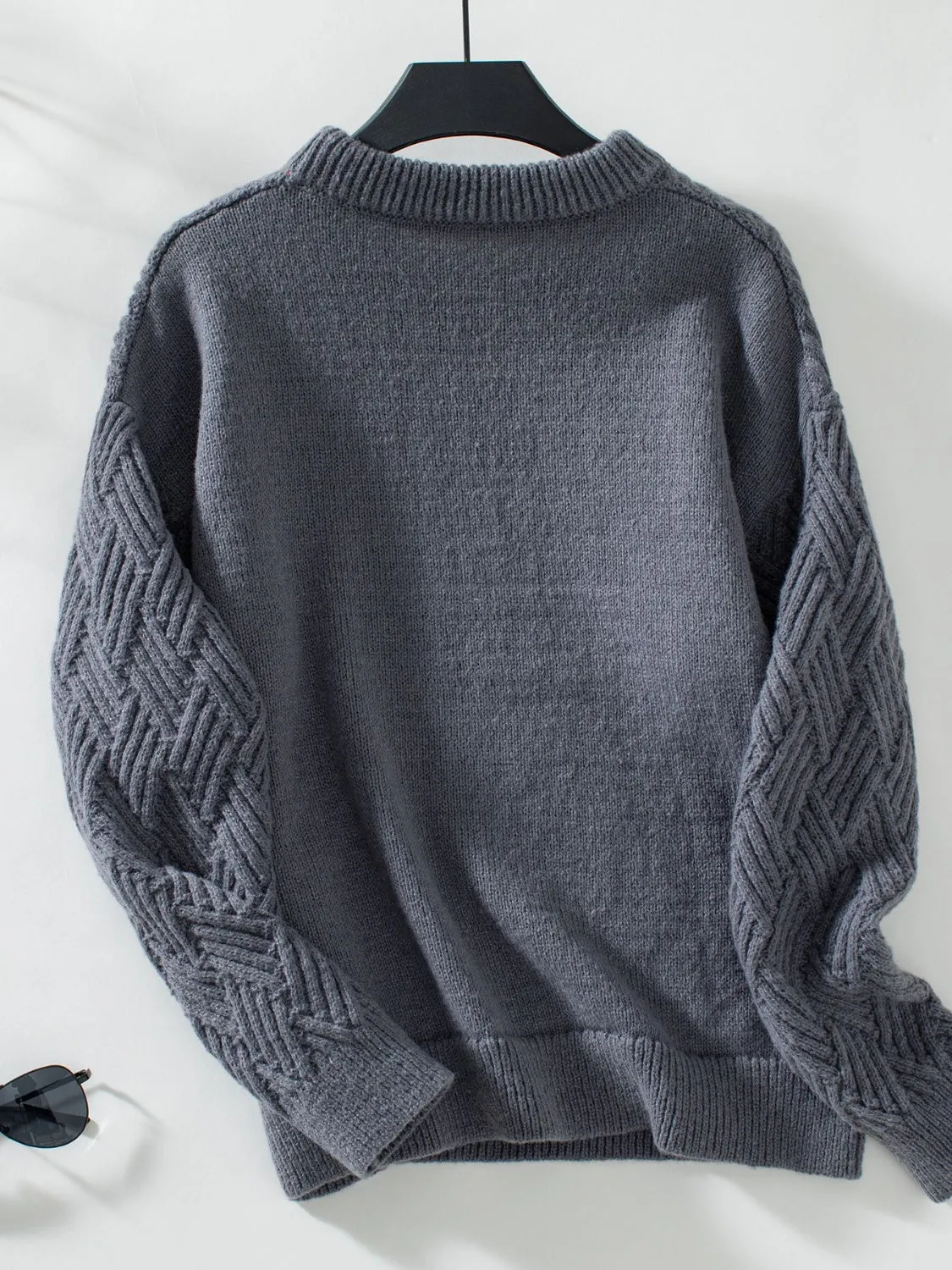 Round Neck Long Sleeve Woven Sweater | Winter Fashion | Sweaters