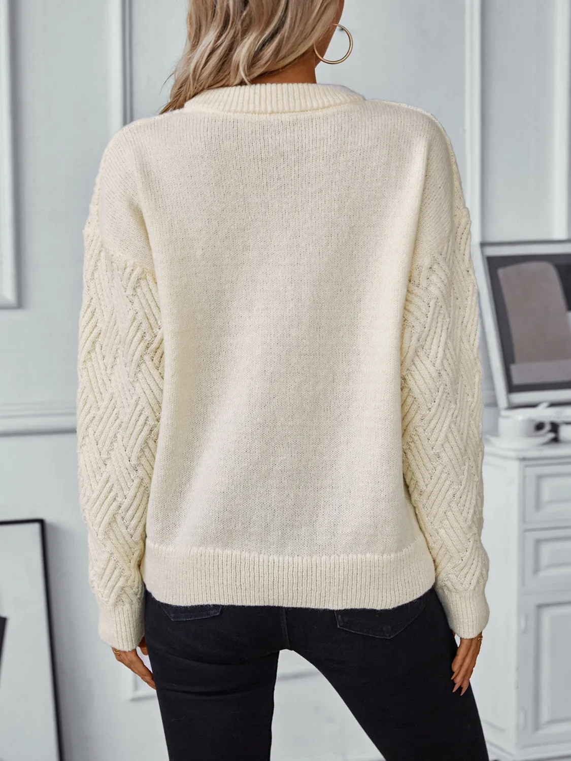 Round Neck Long Sleeve Woven Sweater | Winter Fashion | Sweaters