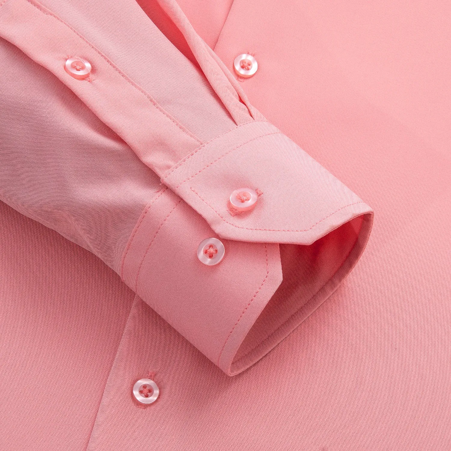 Salmon Pink Stretch Men's Long Sleeve Shirt