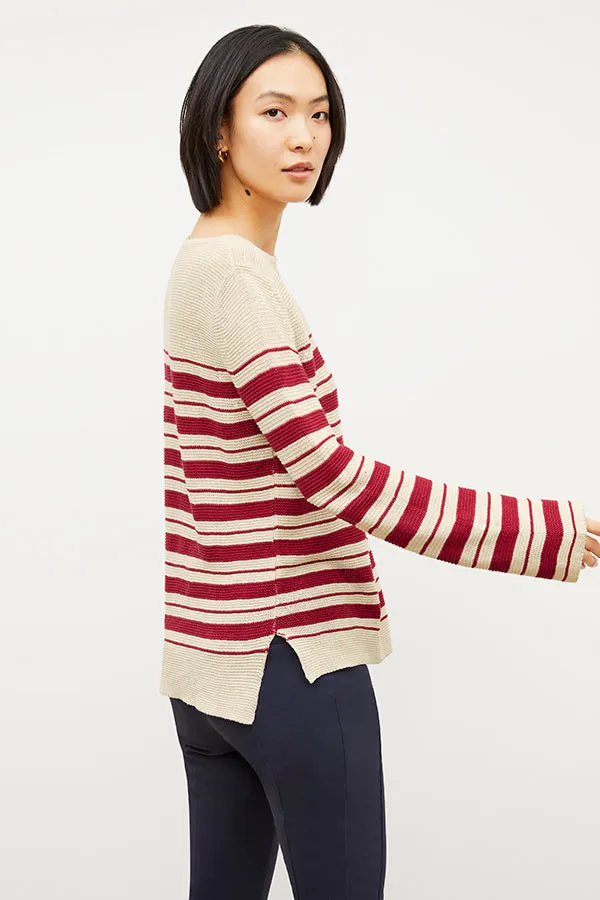 Samara Sweater - Knit Linen :: Crimson / Ivory