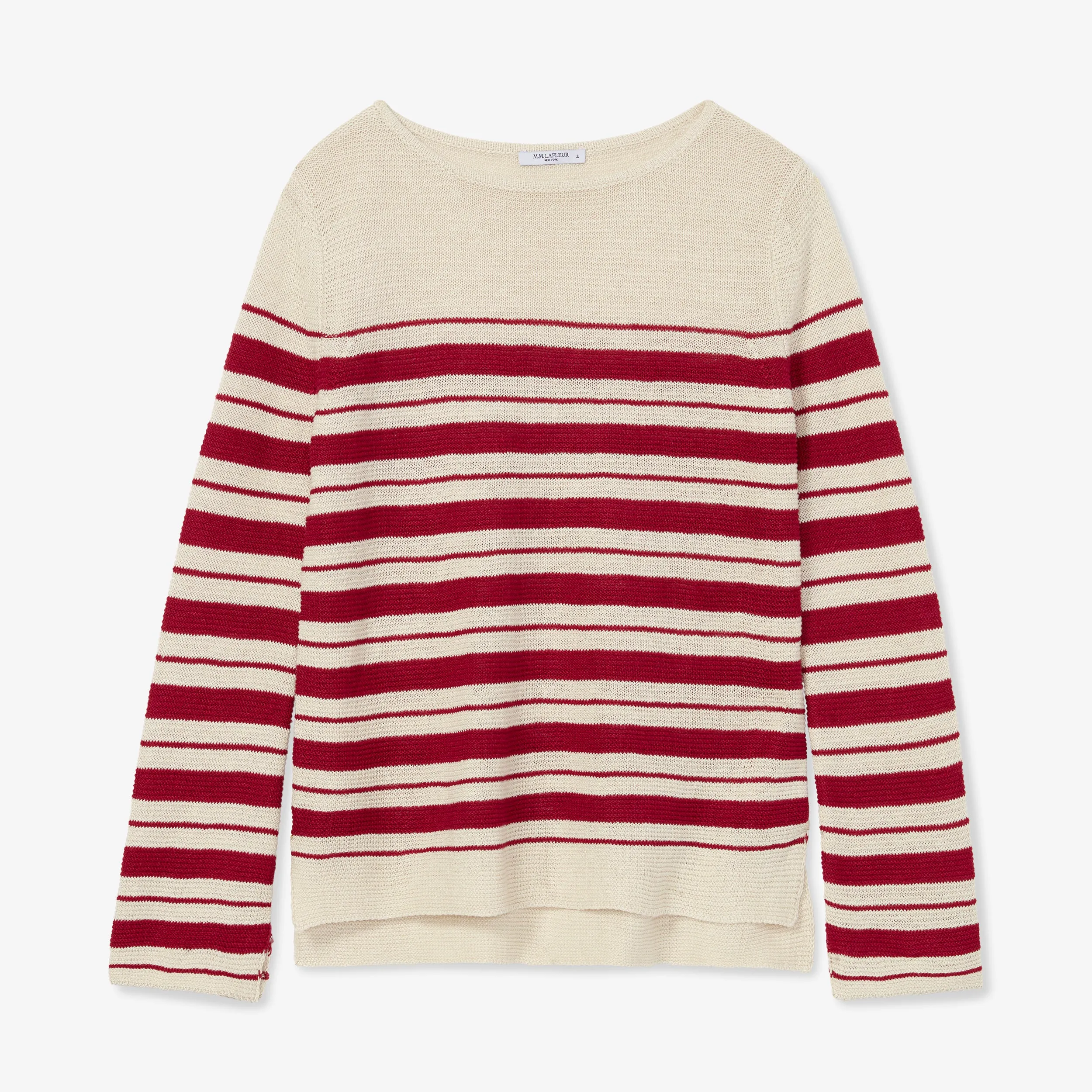 Samara Sweater - Knit Linen :: Crimson / Ivory